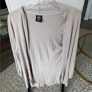 Bobeau Beige Open Front Beige Cardigan Lightweight Knit, M